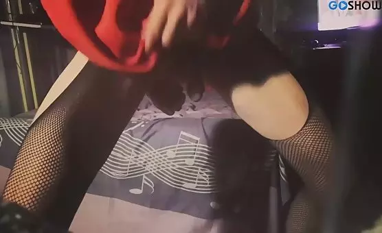 Crossdresser Unveils Crotch for Dildo Play Sessions