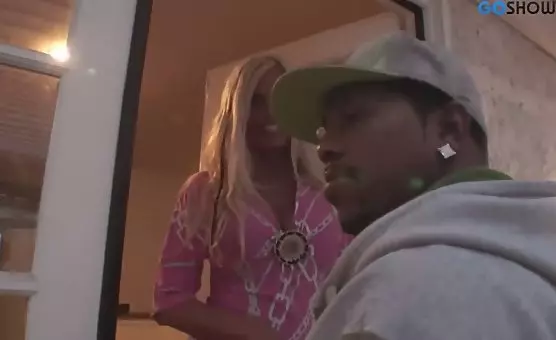 Big black cock struggles to enter blonde womans tight pussy